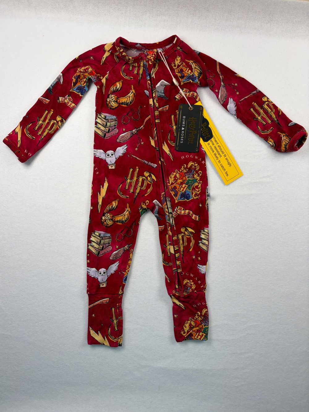 NWT Bums & Roses X Harry Potter Red Footie Zippy Romper 3-6 Months